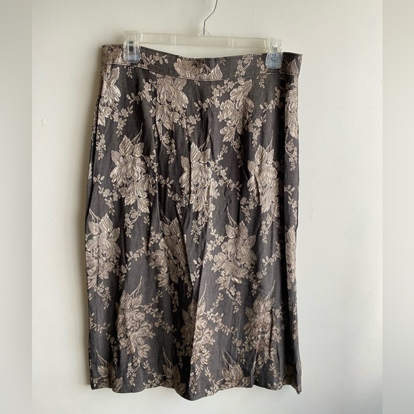 Vtg Unbranded Bronze & Gold Metallic Brocade Floral Pencil Skirt - Picture 4 of 8